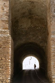 Ibiza island Mediterranean ancient old stone castle