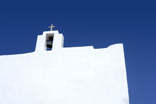 Balearic islands white church in Formentera near Ibiza