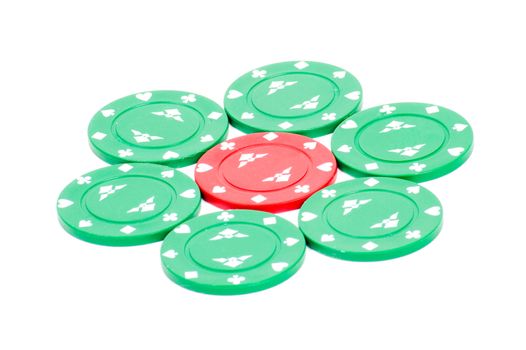 flower of Casino chips isolated on a white background