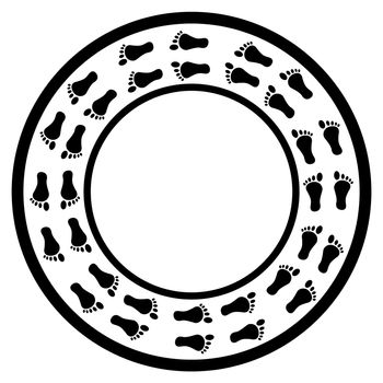 Round frame with footprints