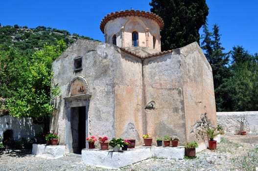 Travel photography: old monastery of the Panayia Gouverniotissa in Crete, 

Greece