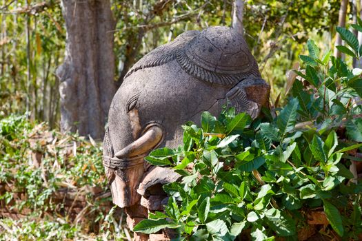 elephant sculpture in Indein, Burma, Myanmar (also called Indiana Jones temples of Doom) 