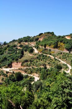 Travel photography: isolated mountain road in Crete, Greece