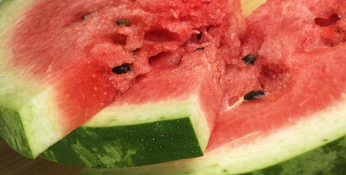 Ripe Watermelon sliced into thin slices