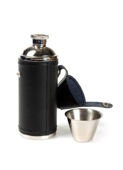 The flask of brandy to isolate on a white background