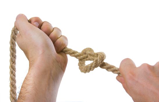 tying ropes isolated on a white background