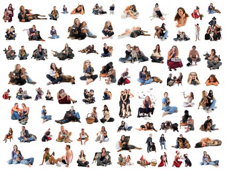 family, men and women  in front of white background