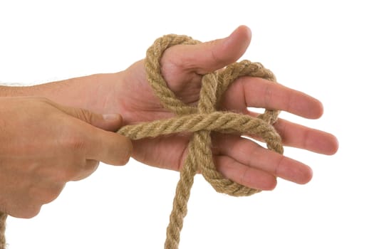 tying ropes isolated on a white background