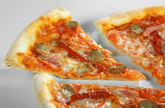 pizza with ham and sausage