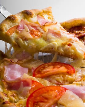 pizza with ham and sausage