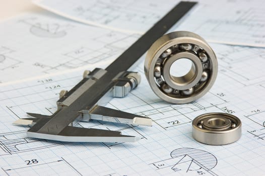 tools and mechanisms detail on the background of technical drawings