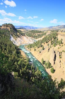 The Yellowstone River in Yellowstone National Park in Wyoming 