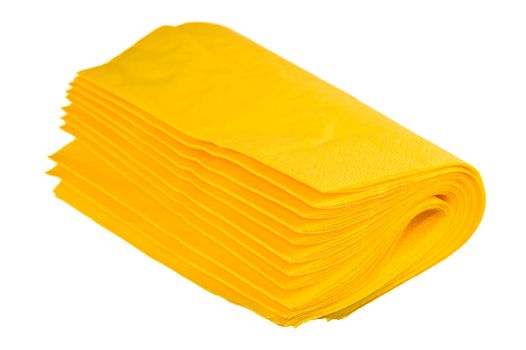 Yellow paper napkins isolated on a white background
