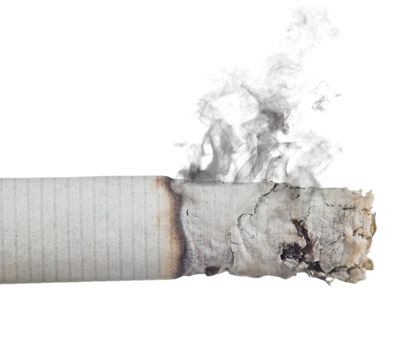 stairway to hell out of cigarettes isolated on a white background