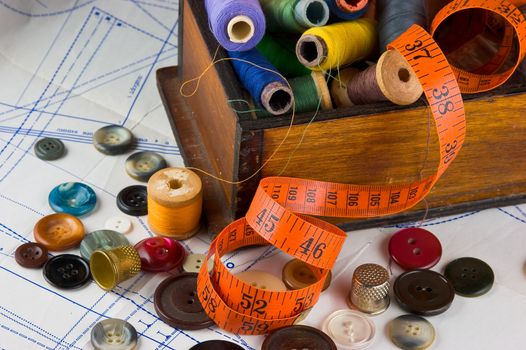 sewing supplies on the background patterns