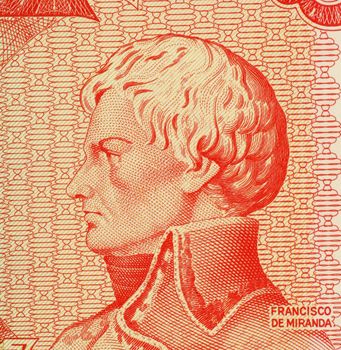 Francisco de Miranda on 5 Bolivares 1989 Banknote from Venezuela. Revolutionary forerunner of Simon Bolivar.