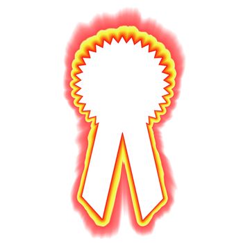 Fiery outlined award ribbon with copyspace isolated in white