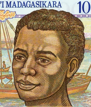 Young Man on 1000 Francs 1994 Banknote from Madagascar