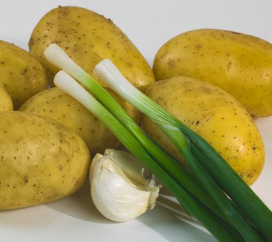 potato green onion and garlic