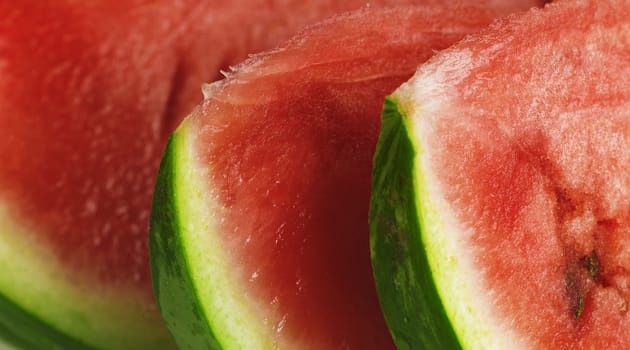 Ripe Watermelon sliced into thin slices