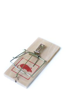 A large mouse trap, isolated on white.