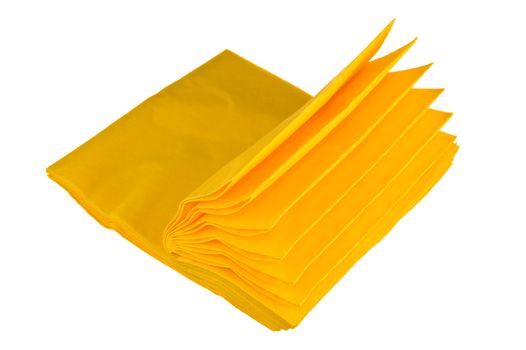 Yellow paper napkins isolated on a white background