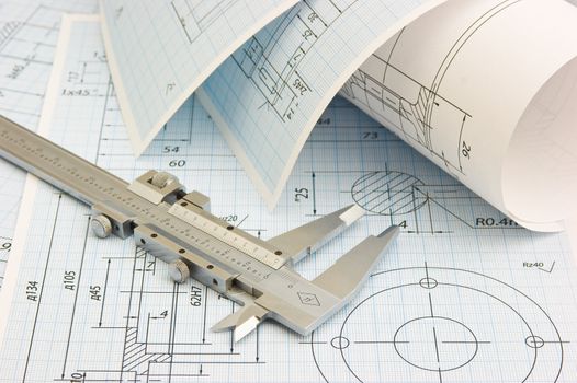 tools and mechanisms detail on the background of technical drawings