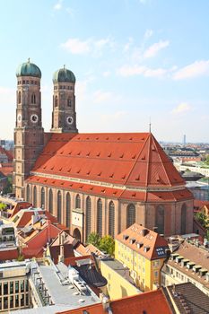 The aerial view of Munich city center from the tower of the City Hall