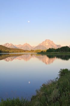 The Oxbow Bend Turnout Area in Grand Teton National Park in the morning light