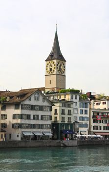 St. Peter's Church tower with Europe?s largest church clock face in Zurich 