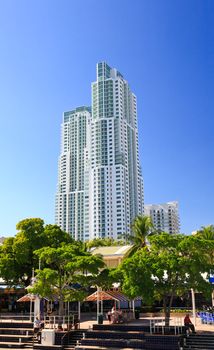 The high-rise buildings in downtown Miami Florida