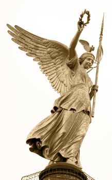 Close-up of the Angel on Victory Column in Berlin sepia toned