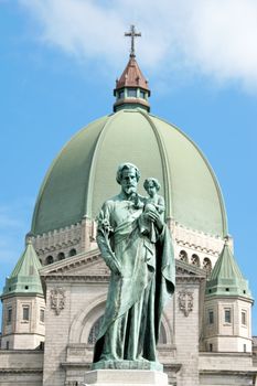 Saint Joseph Oratory construction began in 1904. The original Church was enlarged many times. The actual Basilica construction was terminated in 1967. The basilica dome has a diameter of 39 meters (125 feet) and rises 236 meters (856 feet) above sea level. It is the highest point in the city of Montreal. The Dome is the third largest among the roman Catholic worship places.