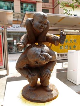 2008 Beijing summer Olympic game national artistic city sculpture competition finalists displayed for public voting in the major shopping district �Wanf-Fu-Jing� in Beijing July 2006. The winning sculptures will be built at different Olympic sites/parks around city.