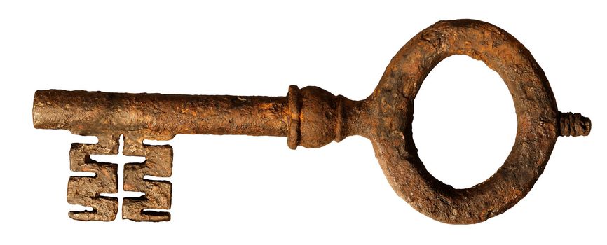 Old key photographed and isolated