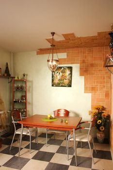 Interior of modern kitchen with the built in technics