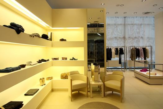 
Interior of modern shop of clothes