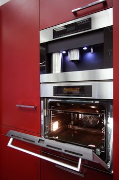 Interior of modern kitchen with the built in technics