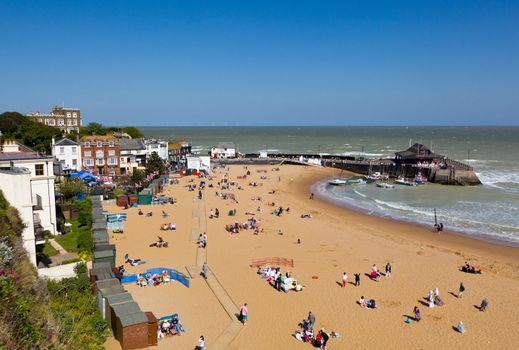 Spring on Broadstairs beach in Kent on a windy day
