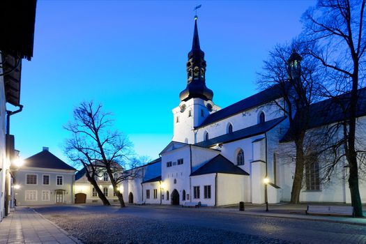 Old Dome Church in Toompea area of Tallinn in Estonia at dusk