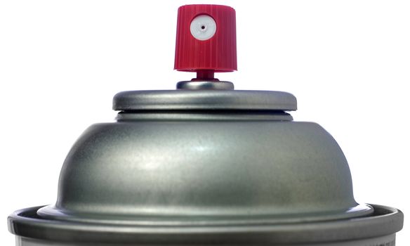 Closeup of the top of an Aerosol Spray Can