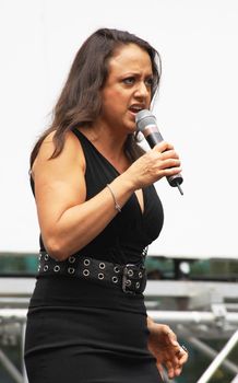 NEW YORK - JULY 31: Singer and actress Natalie Toro performed in A Tale of Two Cities at The Broadway in Bryant Park in NYC - a free public event on July 31, 2008  