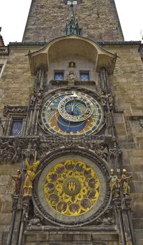 Famous astronomical clock on the town hall in Prague