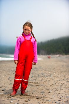 girl, standing, looking into camerea