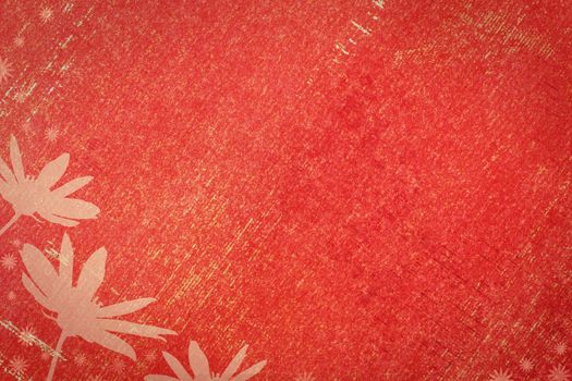 Grungy abstract subtle and soft red textured paper with see through flower silhouettes background