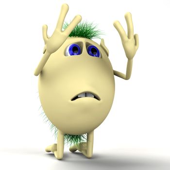 3D character puppet on his knees praying