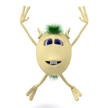 Excited 3D character puppet with arms up