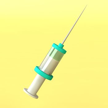 3d precision syringe isolated on yellow background
