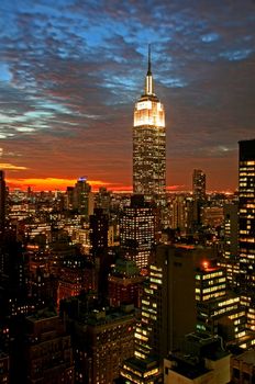 New York City midtown skyline at dark