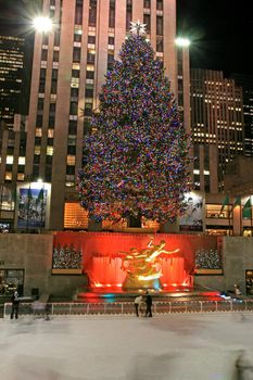 The Christmas decorations in The Rockefeller Center NYC